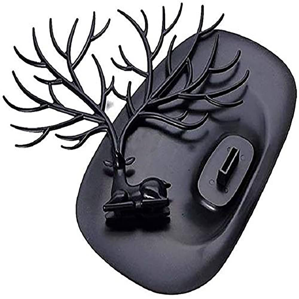 Artifii Tree Wall Key Holder - Self Adhesive Door Hook Hanger for Bags and Keys - Wooden Wall Mount Ring Holder for Home, Office, Shop (Black) 2