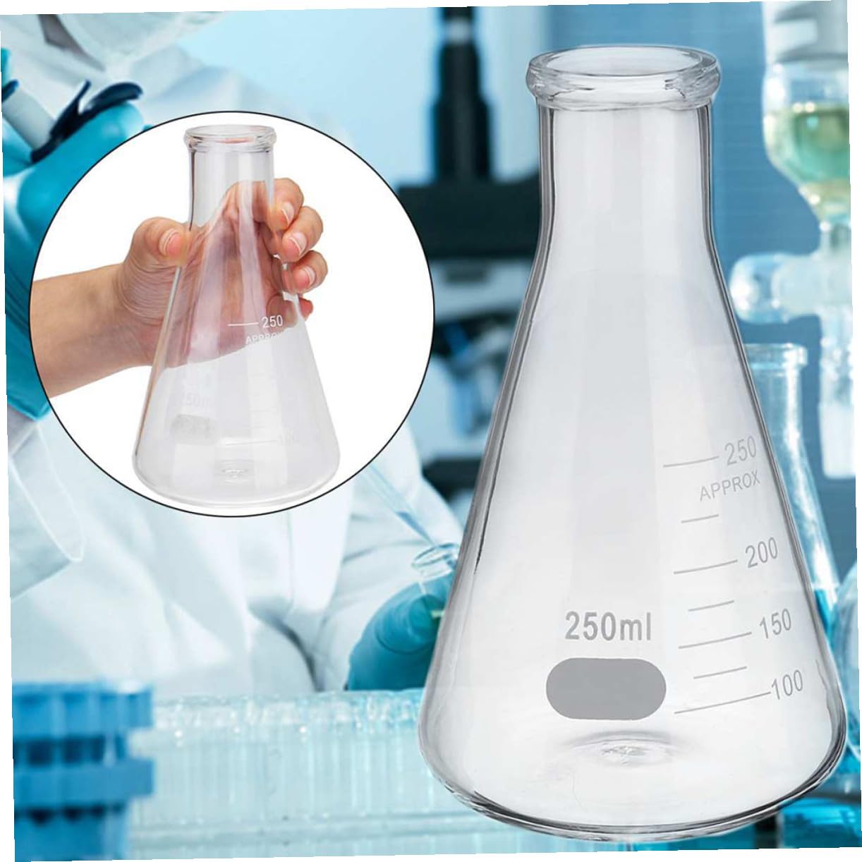 PLAFOPE 3piezas Matraces De Boca Estrecha Matraces Erlenmeyer De Vidrio Para Experimentos Laboratorio