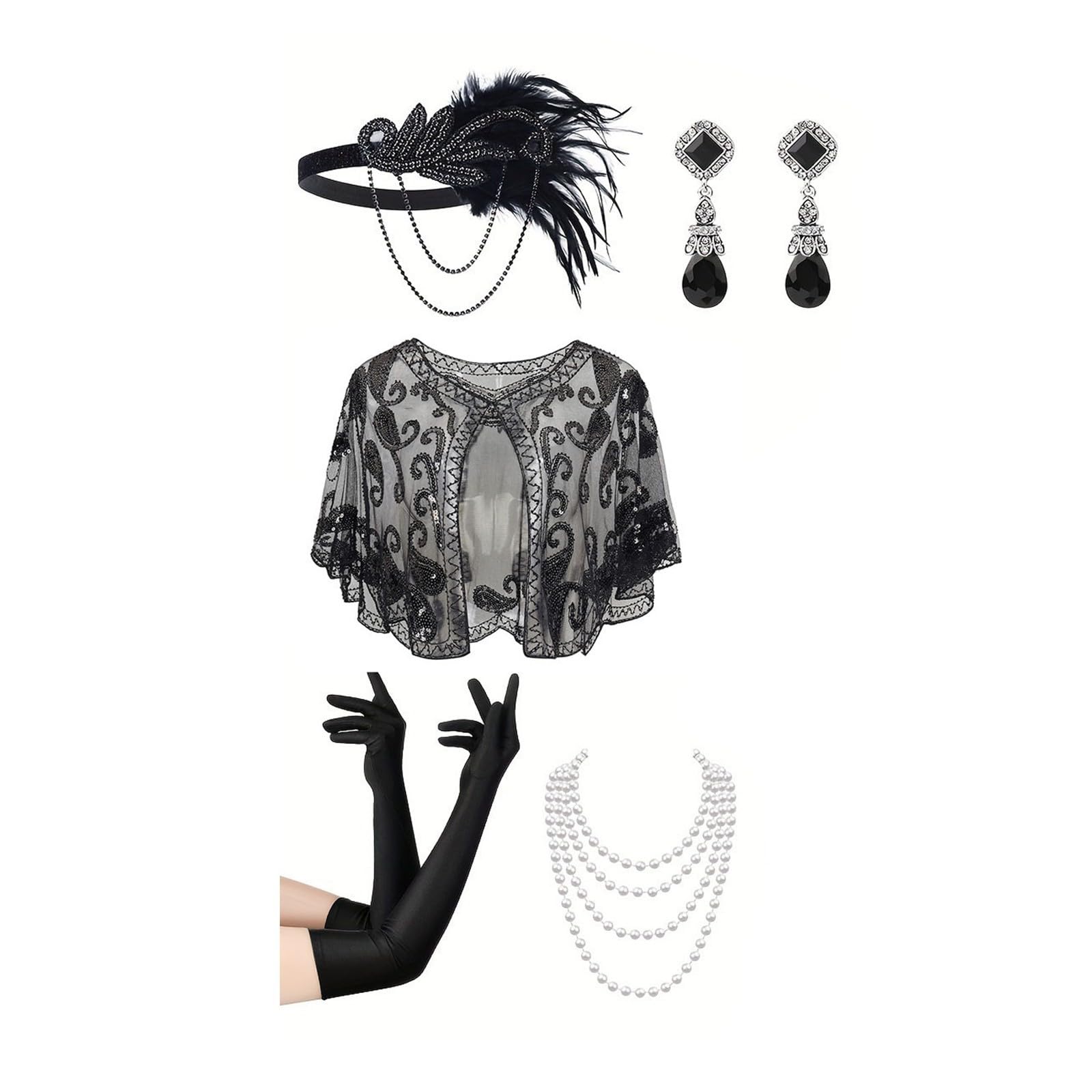 Generisch Eleganckie nowoczesne włosy do cosplay z opaską na głowę, Shawl Necklace And Couture Style Jewelry For Events And Party
