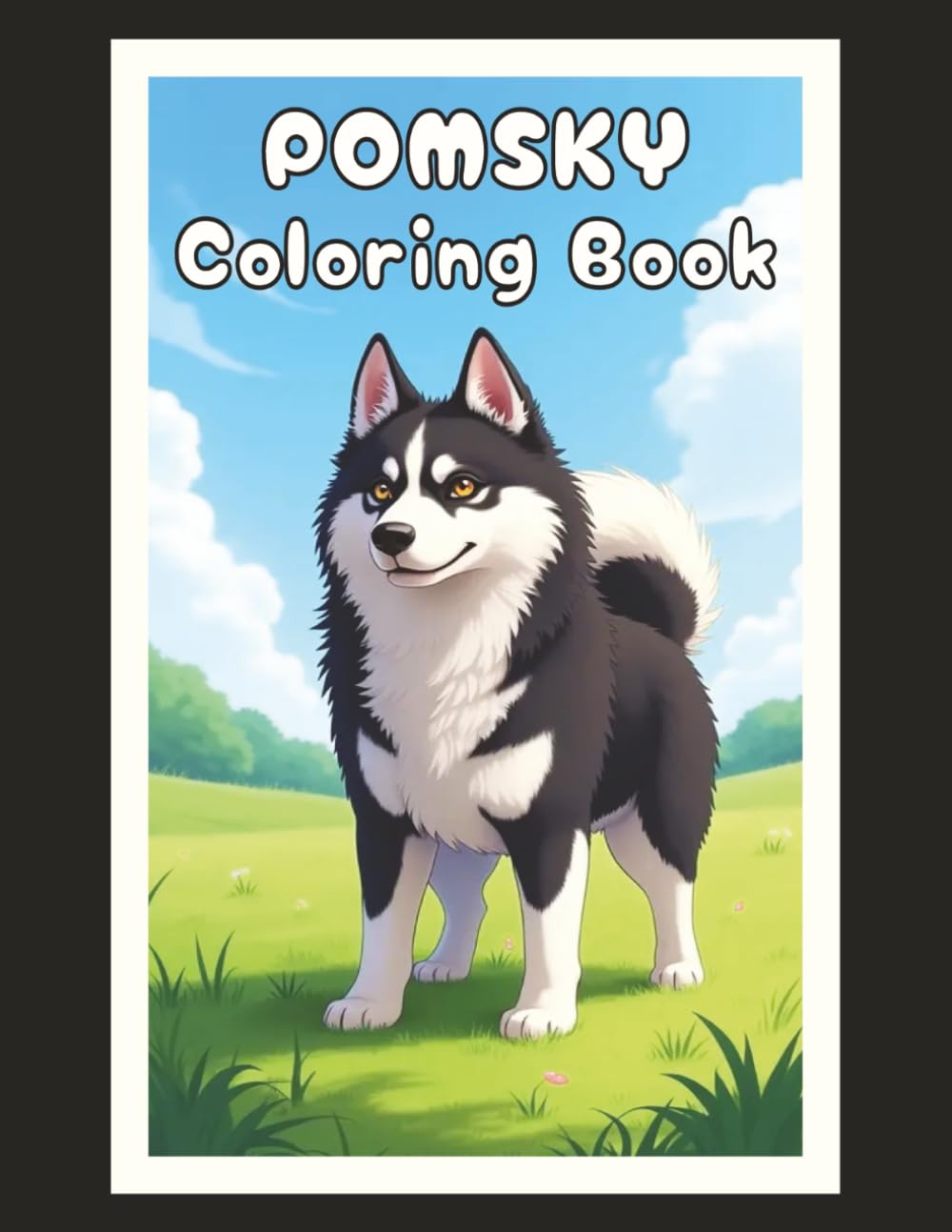 Pomsky Coloring Book: Realistic Dog & Puppy Picture Pages with 60 Lined Drawings of Doggy Outdoor Adventures in Park, Mountain, City, Lake, Snow, ... Scenes + More | Art Gift for Kids and Adults