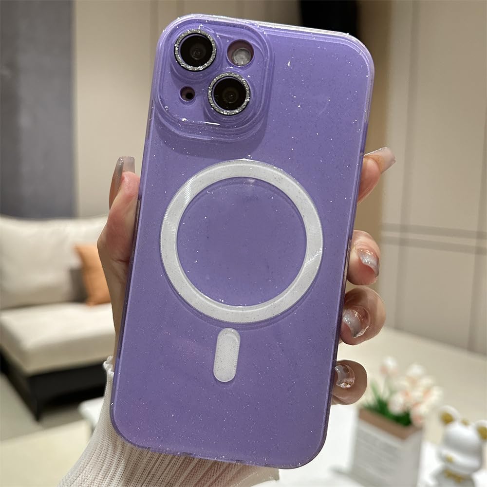 Coque silicone magnétique de qualité supérieure pour iPhone 15 finition pailletée