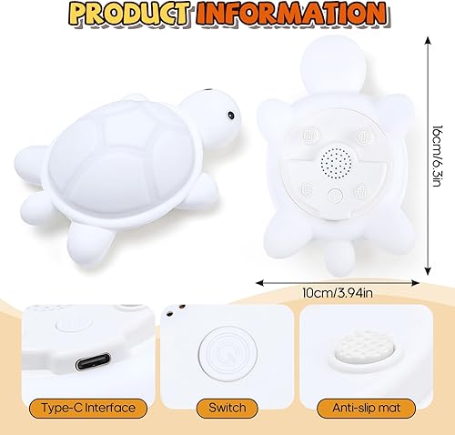Miniatura 7 de Luz nocturna de tortuga para niños, 7 cambios de color y control táctil, lámpara LED recargable de silicona USB para lactancia materna, sueño de