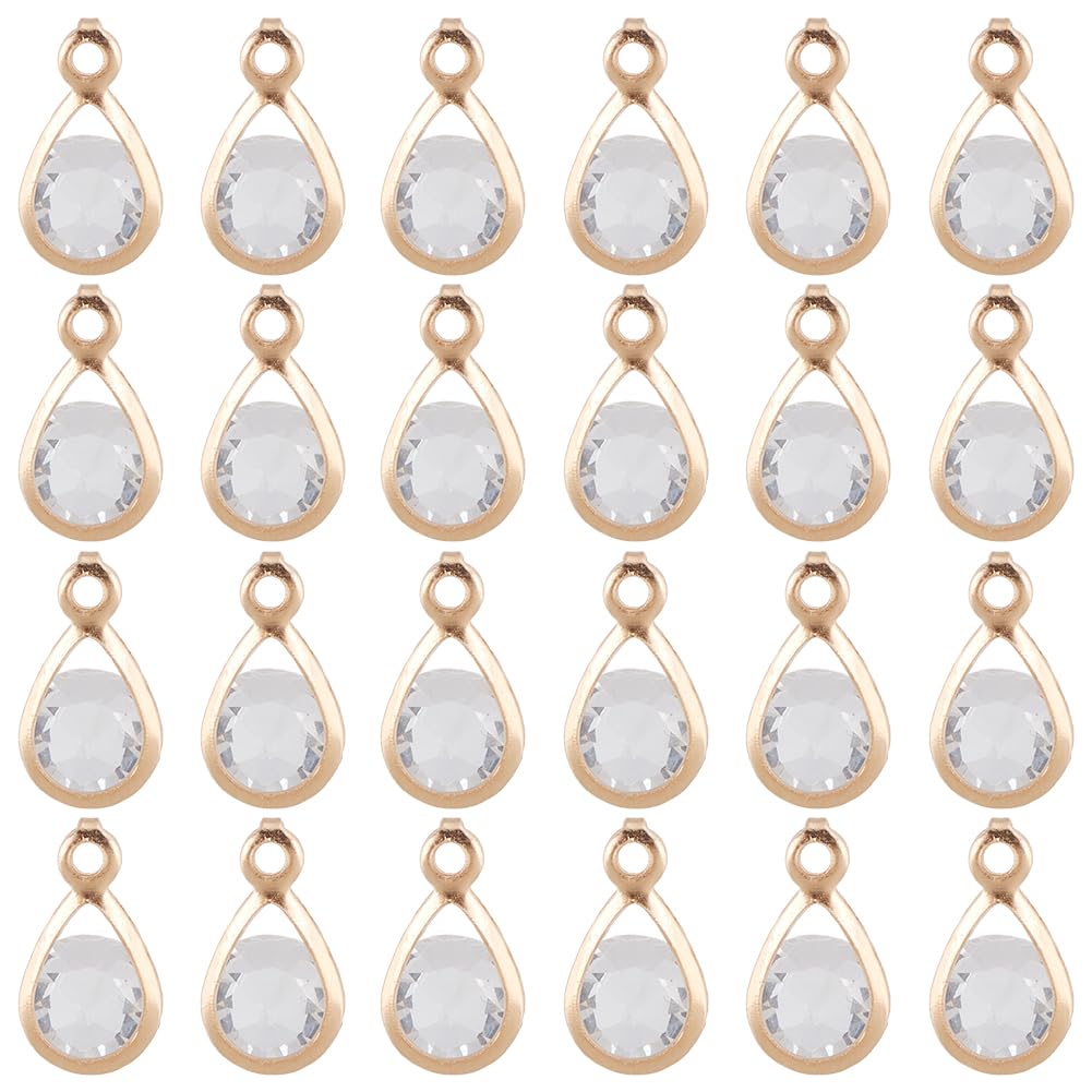 Breloques en forme de larme en oxyde de zirconium doré éclatant pour bijoux raffinés