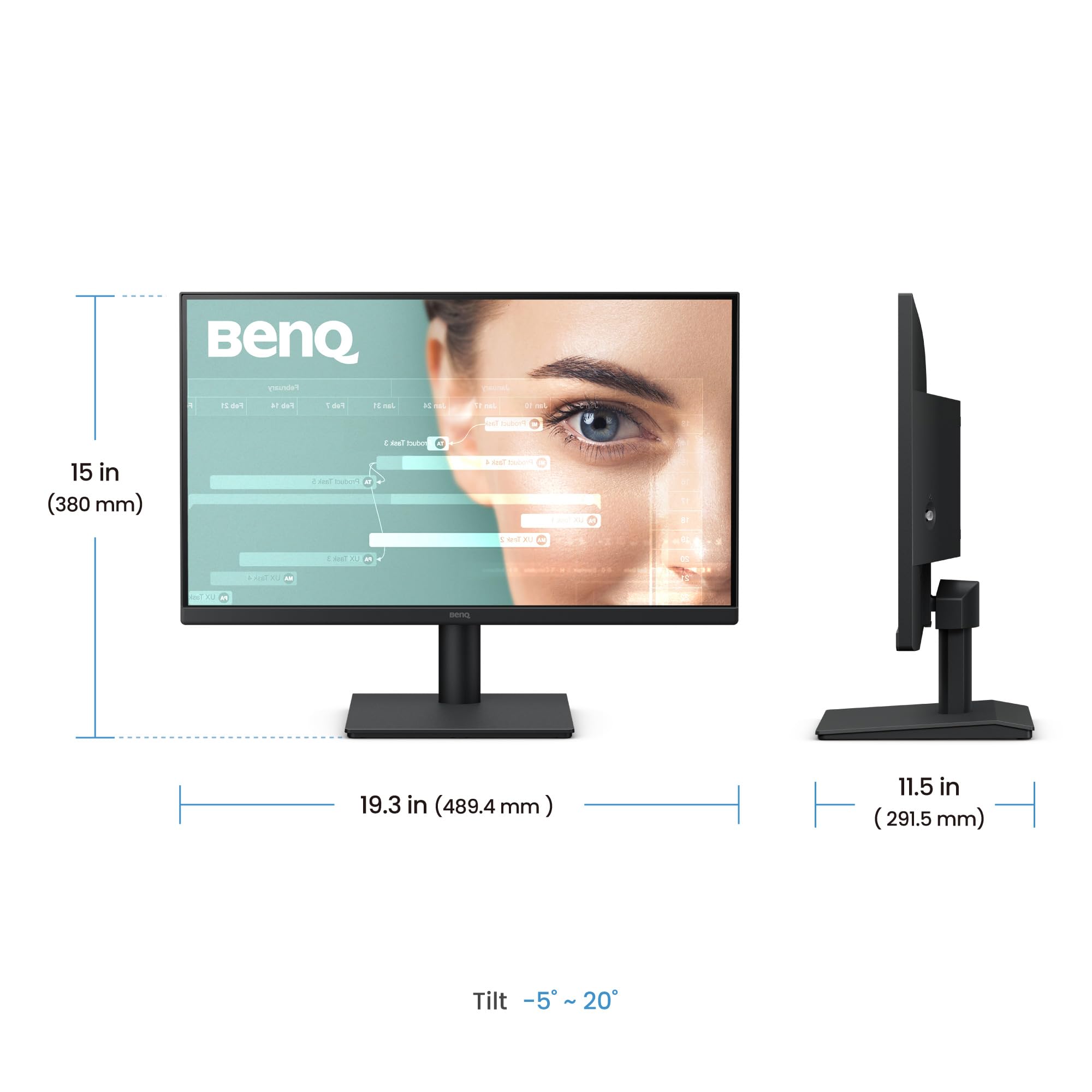 BenQ GW2291 22inch (54.61cm) IPS FHD Eye-Care Monitor |100Hz| 1300:1 Contrast| 5ms | 2Wx2 Built-in Speakers|Ultrathin Bezel |HDMI | VGA | Low Blue Light |Flicker Free| TÜV Eye Comfort 2.0 (Black) — Amazon image 11