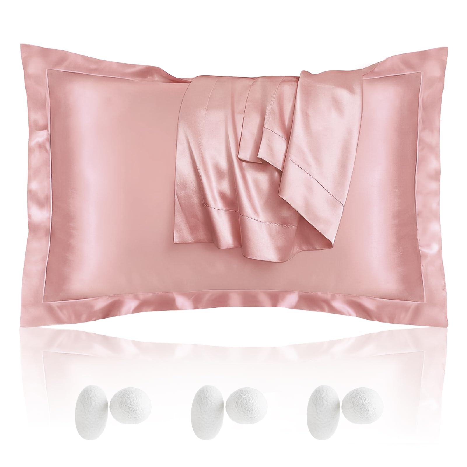 Set di 2 federe per cuscini in seta di gelso, 50x75 cm, federa in satin, liscia come la seta, fresca, facile da curare - delicata sulla pelle e sui capelli, anti-frizione, chiusura a hotel, lavabile