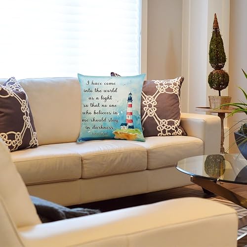 Miniatura 3 de Fundas de cojín decorativas cristianas, con texto en inglés "I Have Come Into The World", fundas de cojín decorativas para sofá, cama, sofá,