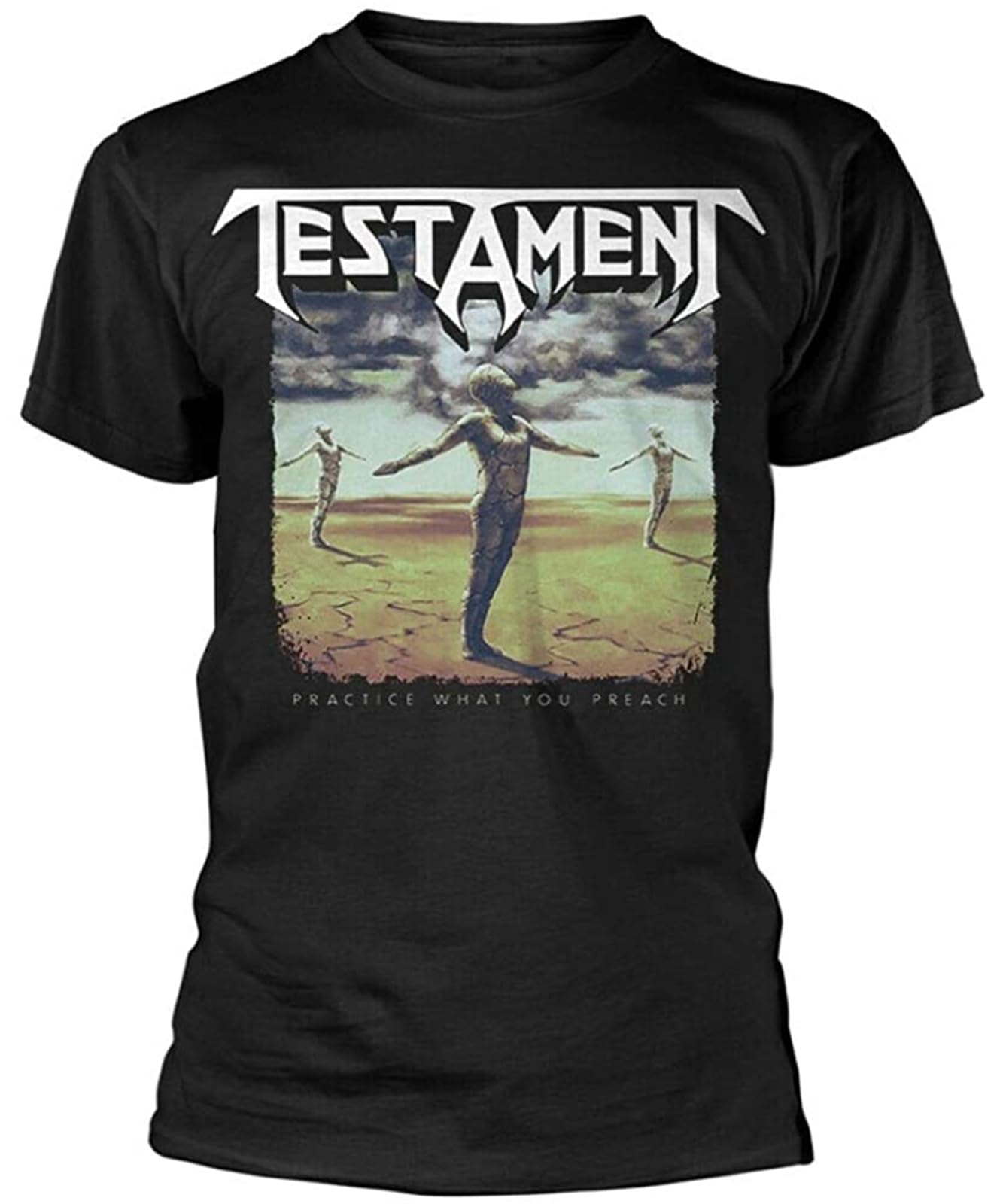 Mens T-Shirt Testament Practice What You Preach Short Sleeve Crewneck Tee Size L Black