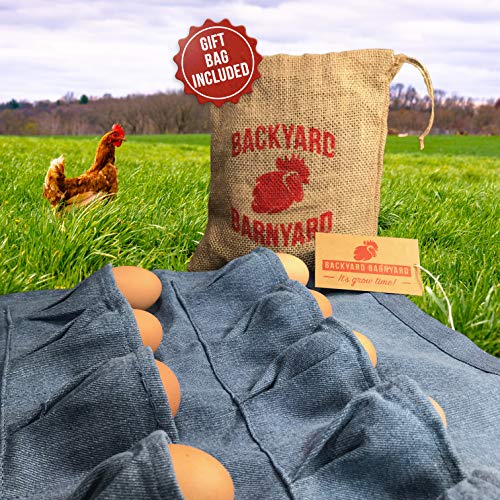 Backyard Barnyard 12 Pocket Soft Durable Denim Egg Gathering Apron Free Rustic Gift Bag Included! Collecting Chicken Duck Quail Poultry Eggs #TOP1