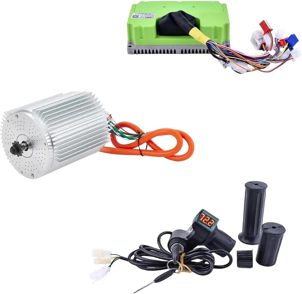Kunray Motor Elétrico Dc 72V 3000W Kit de Motor com Controlador Sem Escova 48V-72V e Acelerador de Meia Torção para Carrinhos Controlador Sem Escova Programável com Função de Sensor de Temperatura(72V