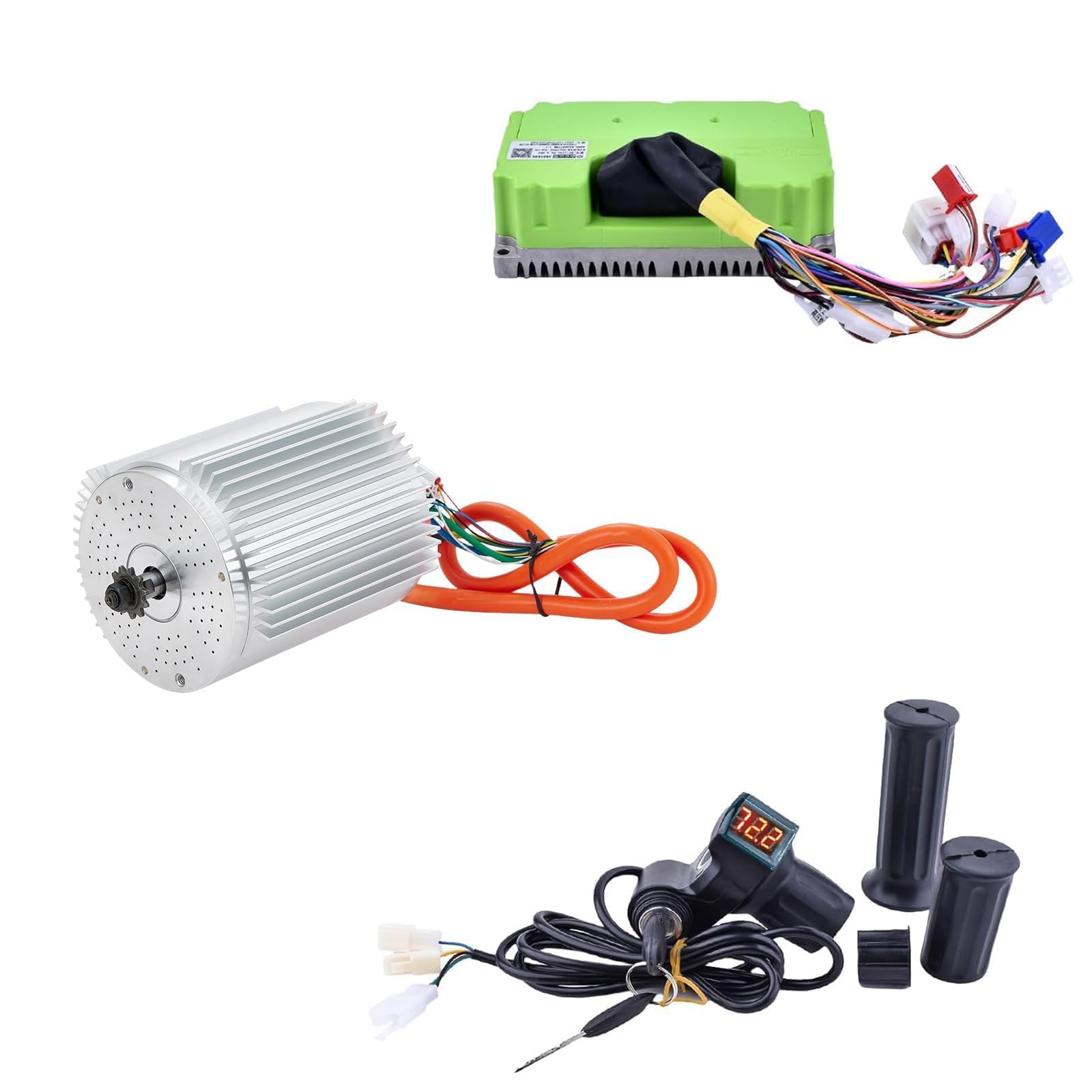 Electric DC Motor 72V 3000W Motor Kit with 48V-72V Brushless Controller and Half Twist Throttle for Go Kart Programmable Brushless Controller with Temperature Sensing (72V 3000W)