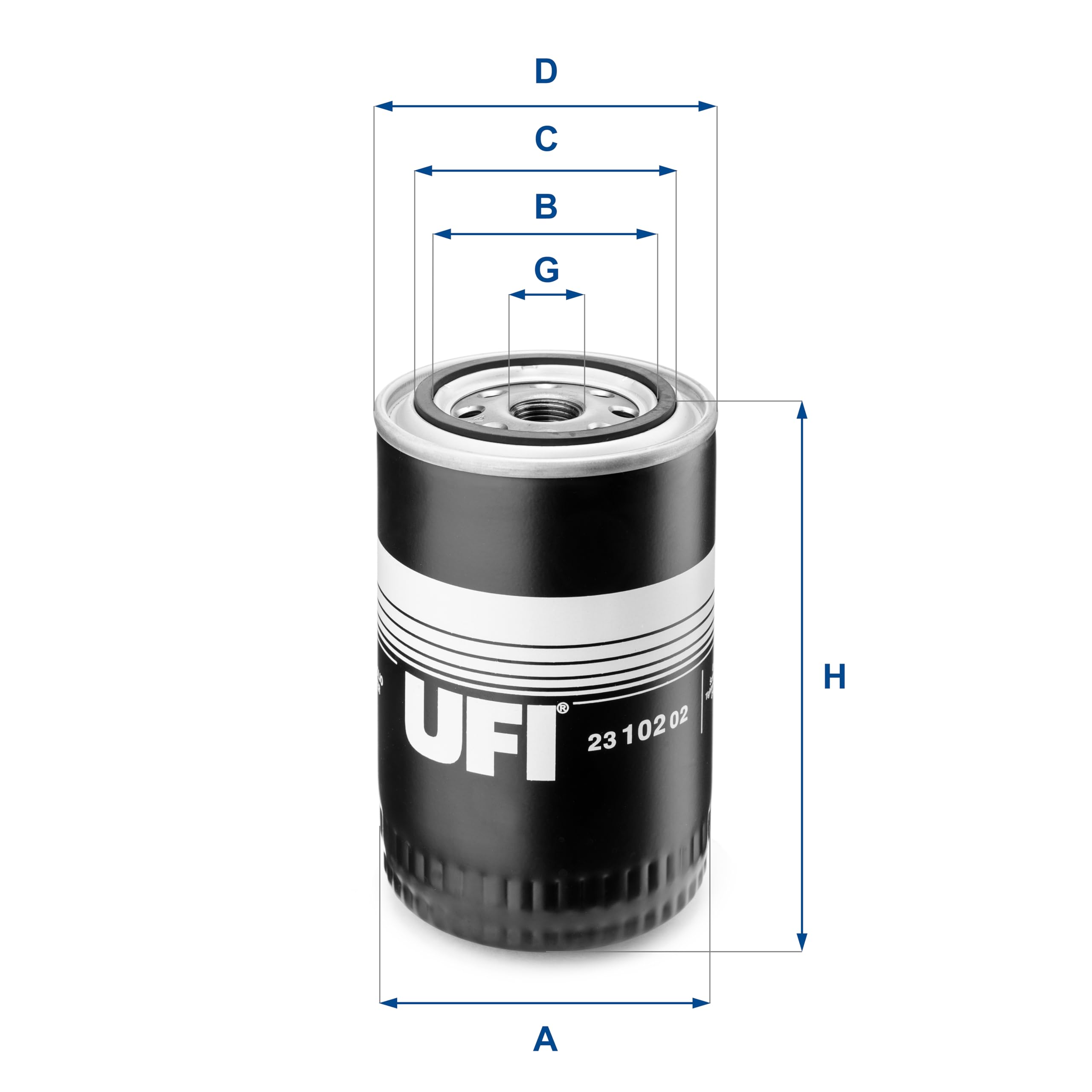 UFI Filters Filtro Olio 23.102.02 | Sostituto Originale Per Auto | Dimensioni: A 96.5mm, H 143mm, Filetto 3/4-16UNF | Compatibile Con Alfa, Fiat, Lancia E Altri - 2