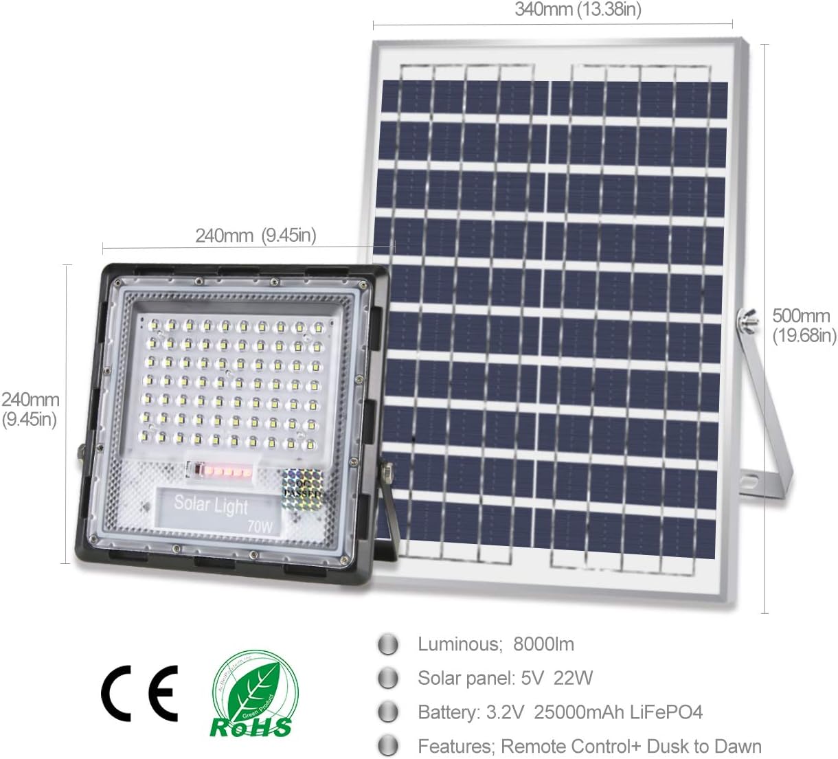 Flash Deals - 40% OFF ETENDA Lighting Solar Wall Pack LED Light Outdoor 70W Commercial Grade Outside Security Warehouse Parking Lot Lighting, with Remote Control, Waterproof Solar Motion Path Light