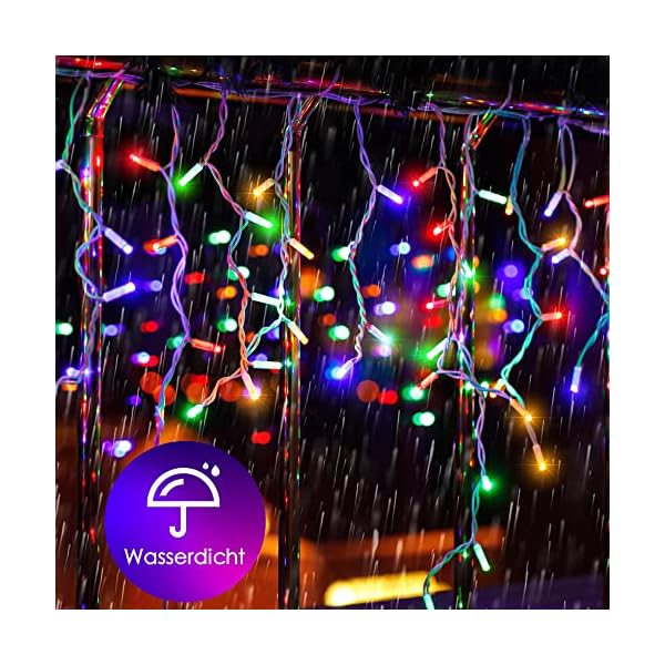 GYLEFY Eisregen Lichterkette Außen, 10M 400 LED Anschließbar Lichterkette Außen, Weihnachtsbeleuchtung Außen IP65… – Bild 6