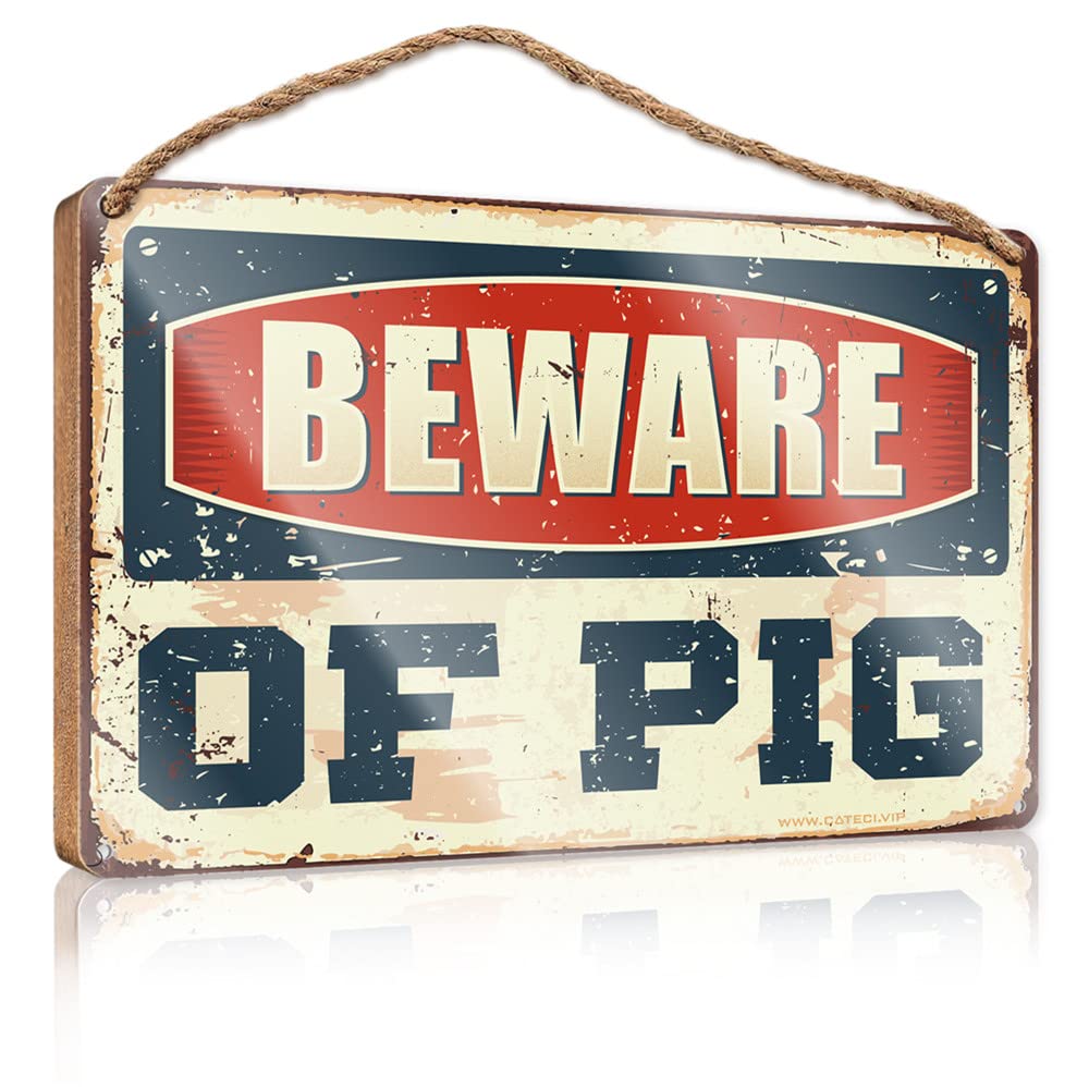 DTHA Bathroom Signs Decor Funny Beware Of Pheasant Wooden Sign Wood Decor Sign Hanging Decor Porch(15X28CM)