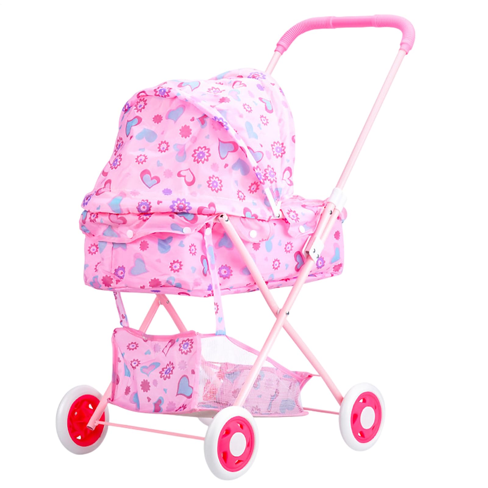 Puppen-Kinderwagen für kleine Babypuppen Robust Geräumig Realistisches | Hochstuhl-Wagen für Babypuppen Kinderzimmer-Spielzeugbuggy, für Kindertag, Geburtstag, Ostern