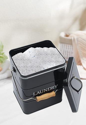 Miniatura 6 de Morezi Contenedor de detergente para ropa sucia, recipientes para jabón en polvo con tapa y cuchara incluidas, latas resistentes perfectas para