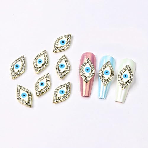 Miniatura 5 de Dijes para uñas 3D, 10 piezas de diamantes de imitación de ojo de diablo brillantes en forma de ojo de aleación, joyas de cristal de diamantes para