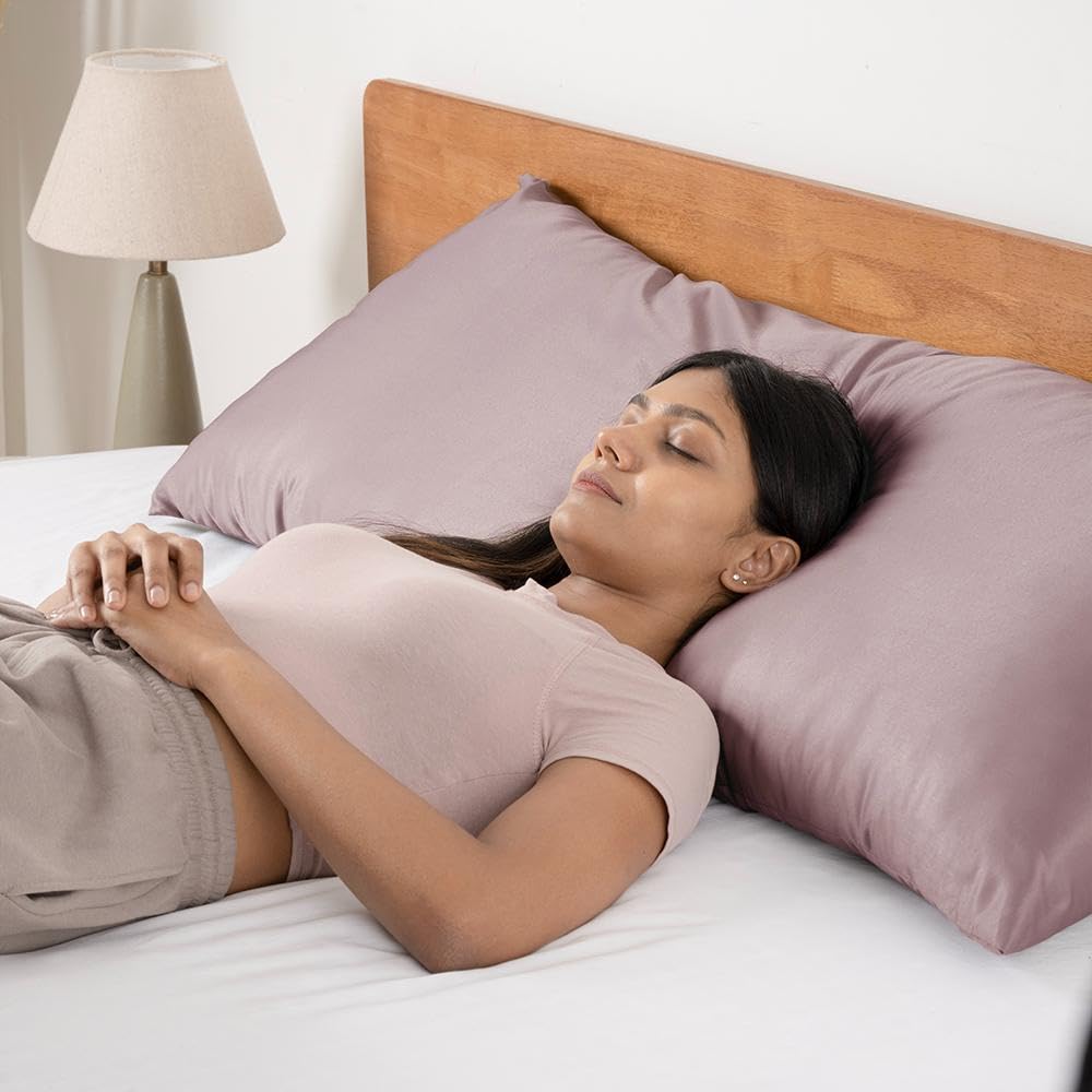 Wakefit Long Cuddle Pillow | Side Body Pillow for Sleep & Pregnancy Support | Soft & Resilient Fiber Fill | 6 Months Warranty | Woodrose | 50 x 19.68 x 4 inch 3