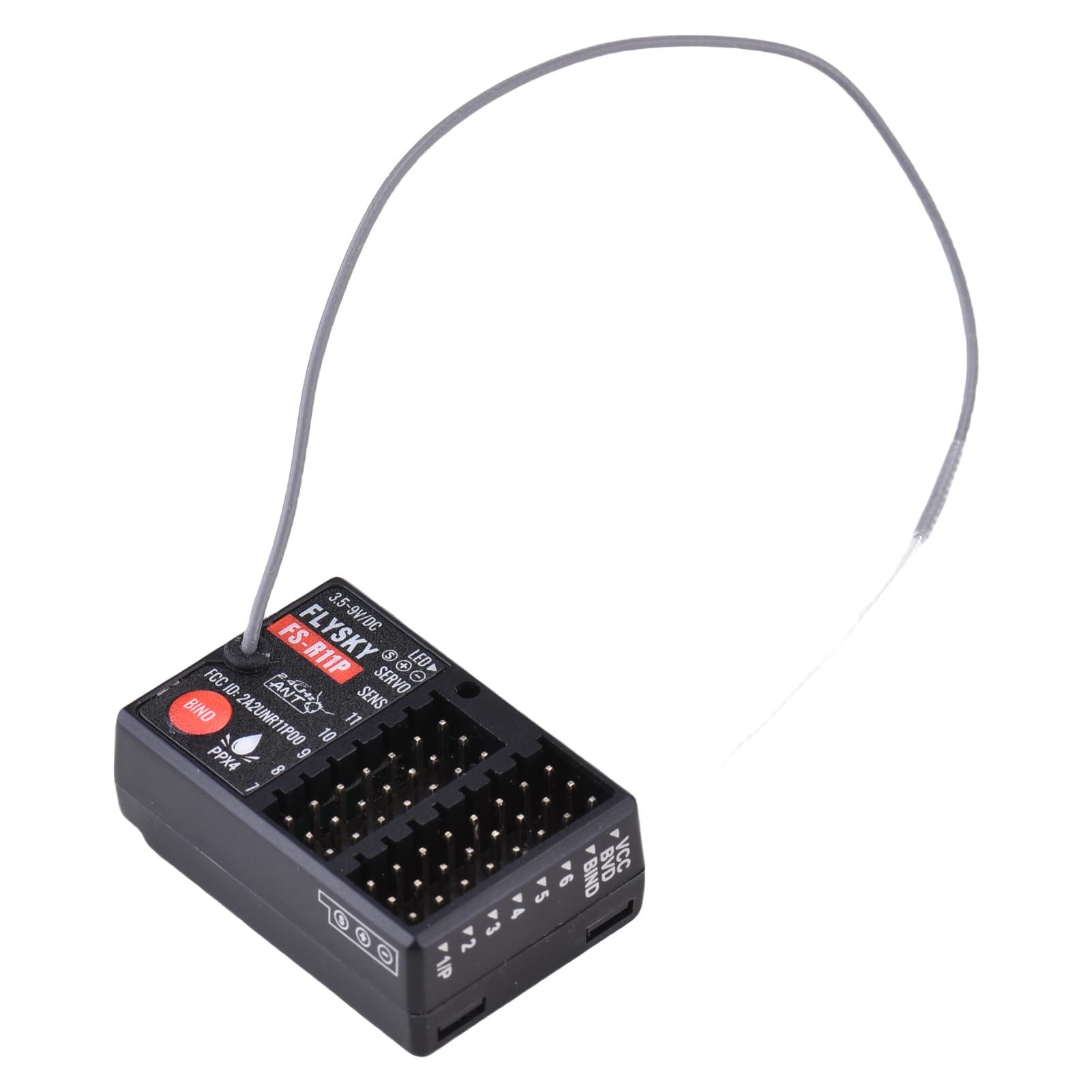 Flysky - Receptor FS-R11P, receptor de 11 canales de 2.4 GHz para coche RC, receptor de control de radio de largo alcance con salida PWM PPM IBUS SBUS