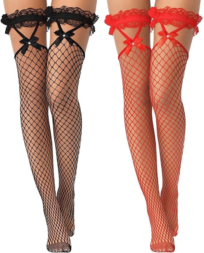 ZhongShuangLace Silk Thigh High Stockings,Delicate Lace Silk Stockings，One Size Fits All,Hold Up Stockings For Women， In Classic Black，Silky Smooth Transparent Black Stockings