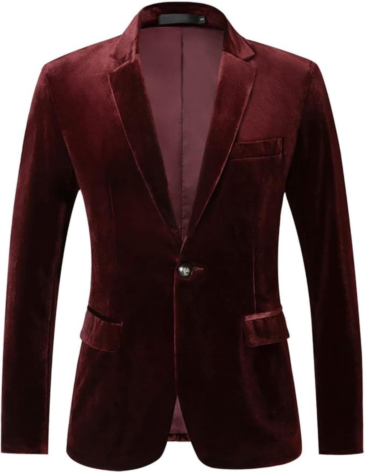 RONGKAI Mens Velvet Blazer Slim Fit Fashion Suit Jacket for Wedding Prom Dinner Party