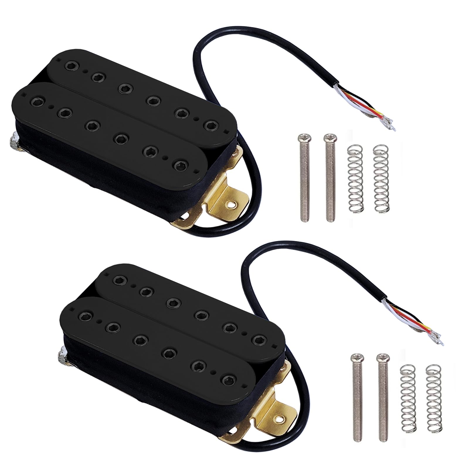 4pcs 6 String Electric Guitar Pickups Humbucker Dual in Line Adjustable Hex Screw Pickup (Black)