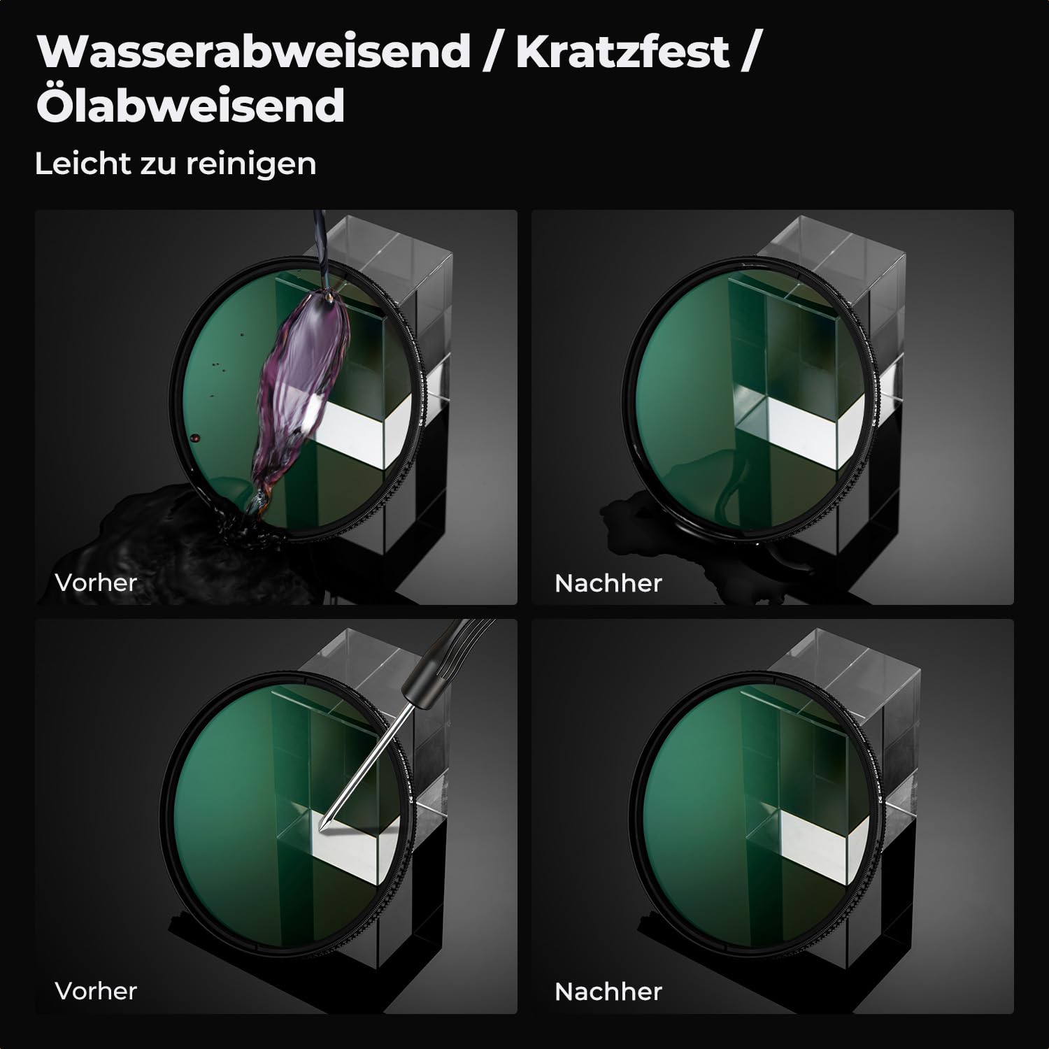 K&F CONCEPT Filter 55mm Polfilter CPL HD Optisches Glas mit Multi-Nano-Beschichtung mit Objektivdeckel, Filter+Objektivdeckel Kit (Nano-Xcel)