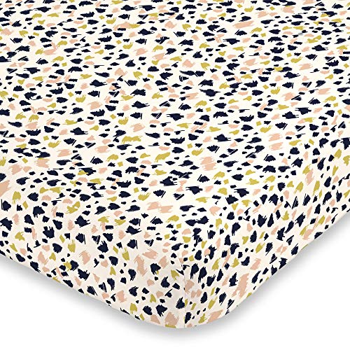 Nojo Terrazzo Peach, Grey & Ivory Fitted Super Soft Crib Sheet, Charcoal, Grey, Ivory, Peach #TOP22