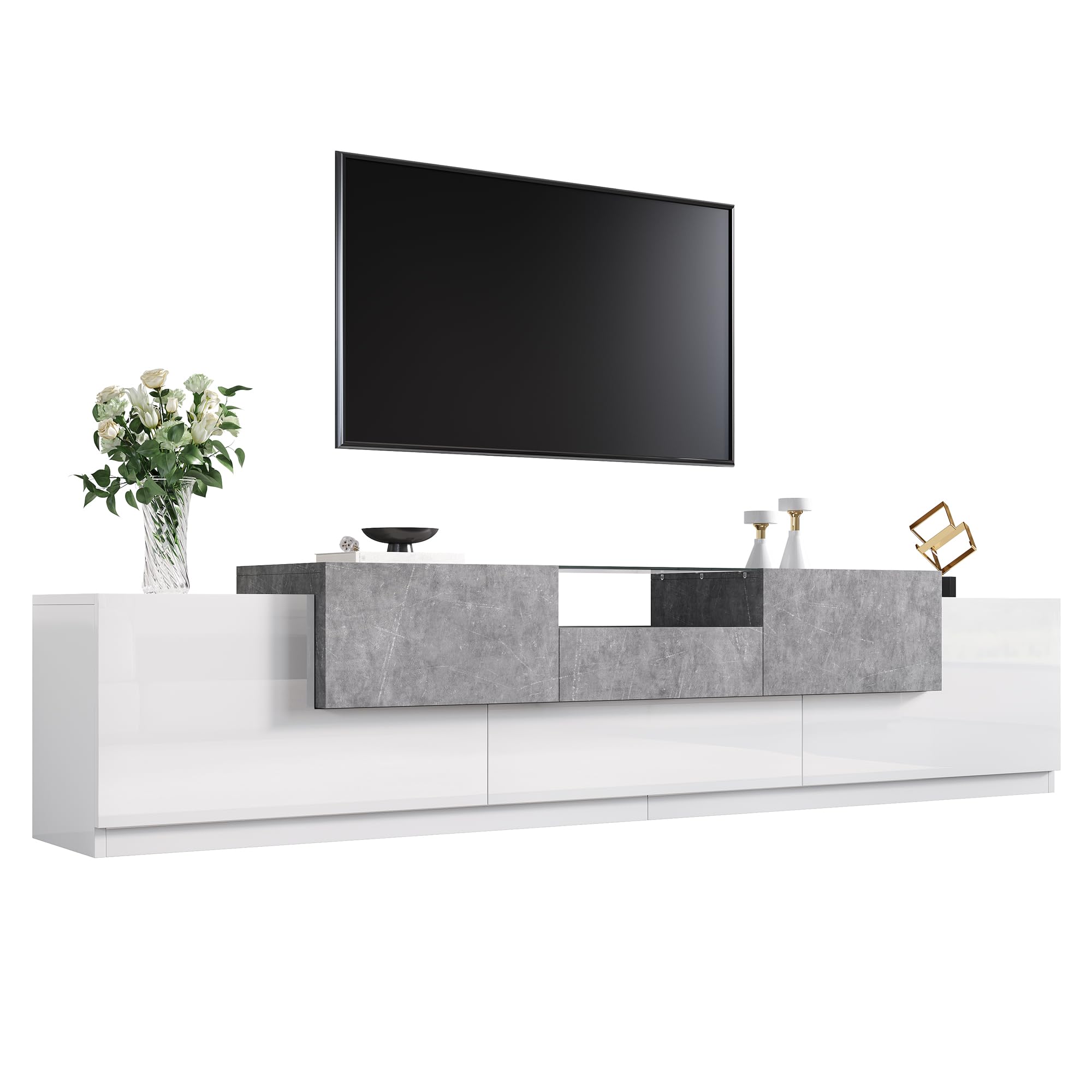 HAINEW Mobile TV basso con 5 ante, bianco, 200 x 33 x 48,5 cm, D26082706