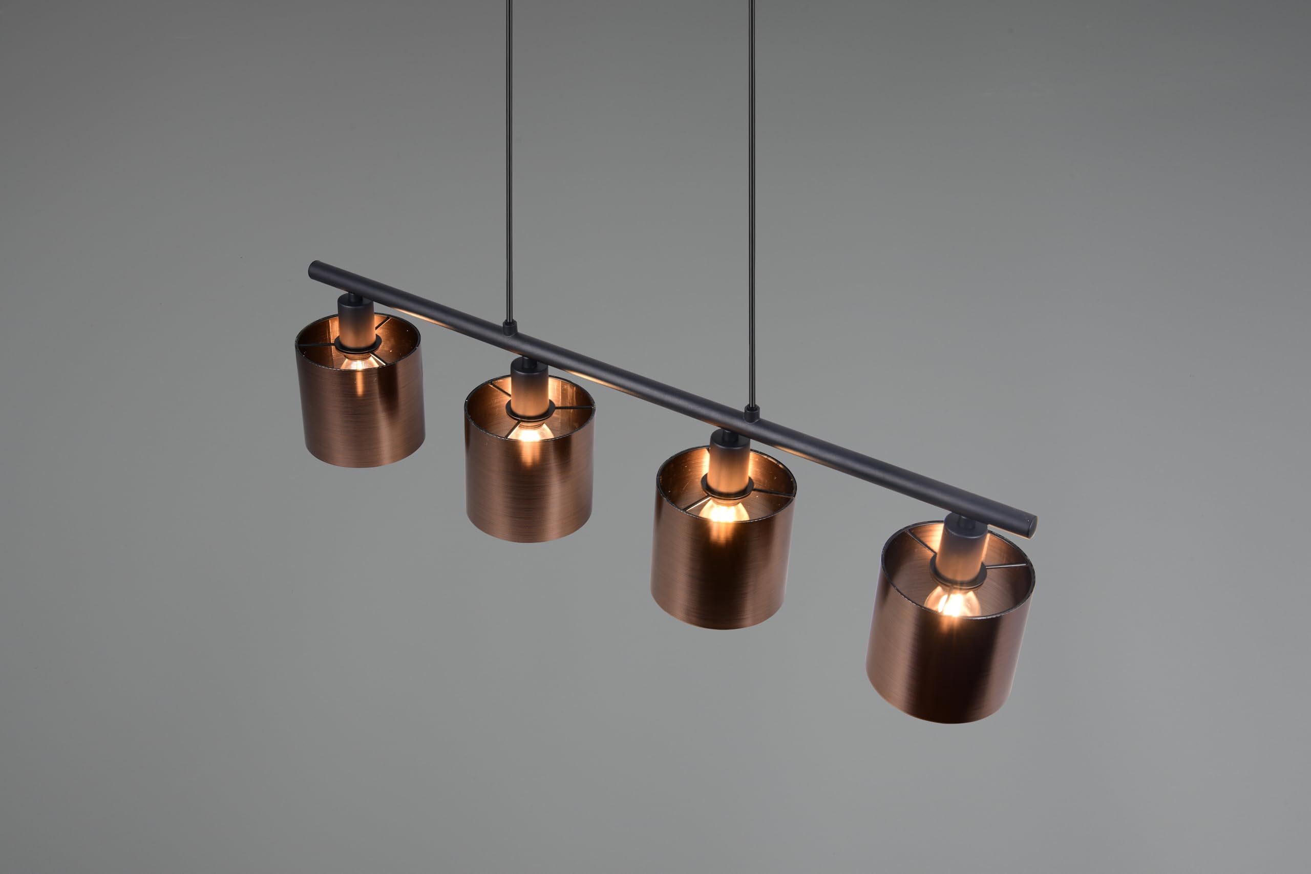 RL LIVE YOUR LIGHT R36304064 - Lámpara LED colgante Jason, metal negro mate, pantallas de plástico color bronce, excl. 4x E14