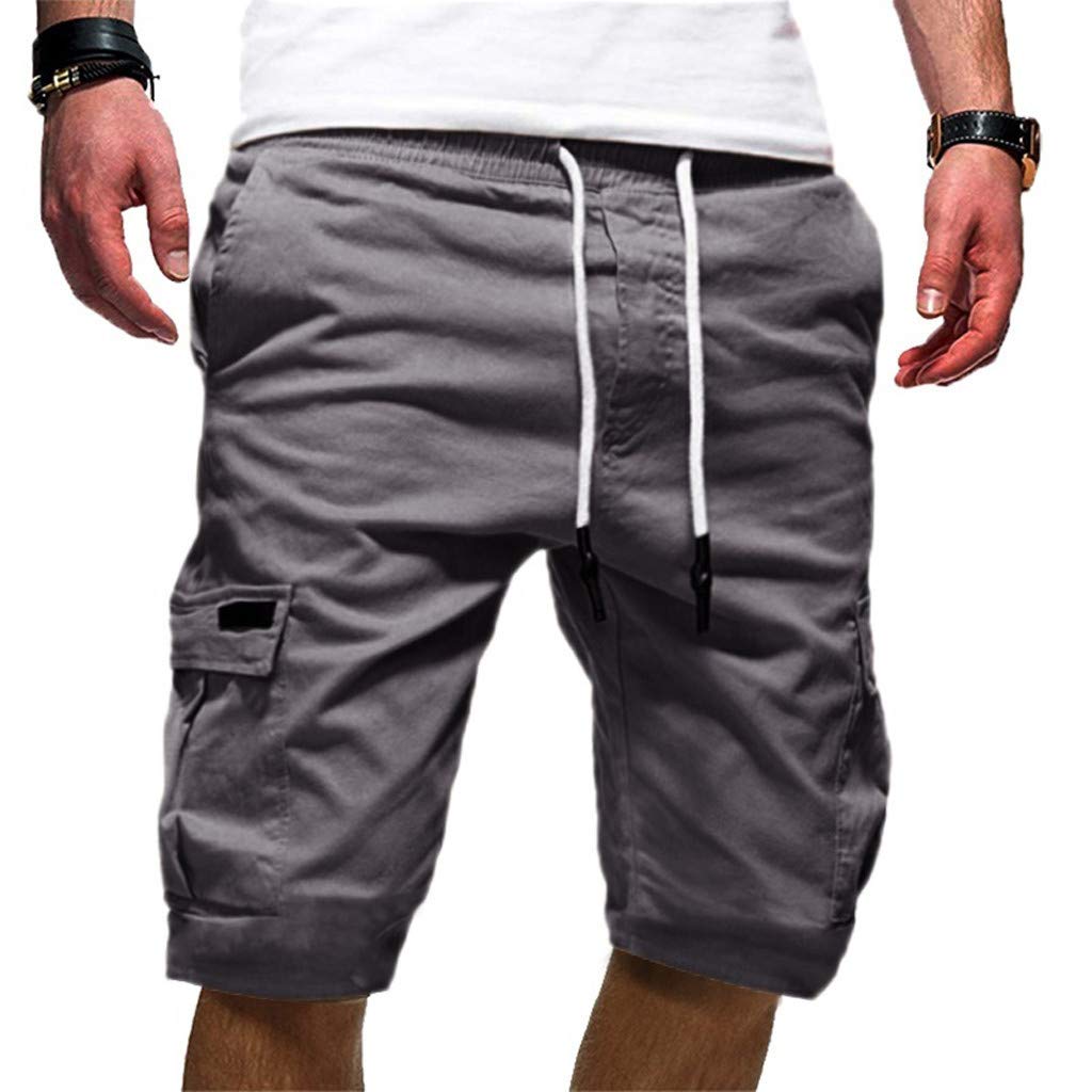 Mens Cargo Shorts 2020 Summer Sport Shorts Solid Drawstring Short Casual Loose Sweat Shorts