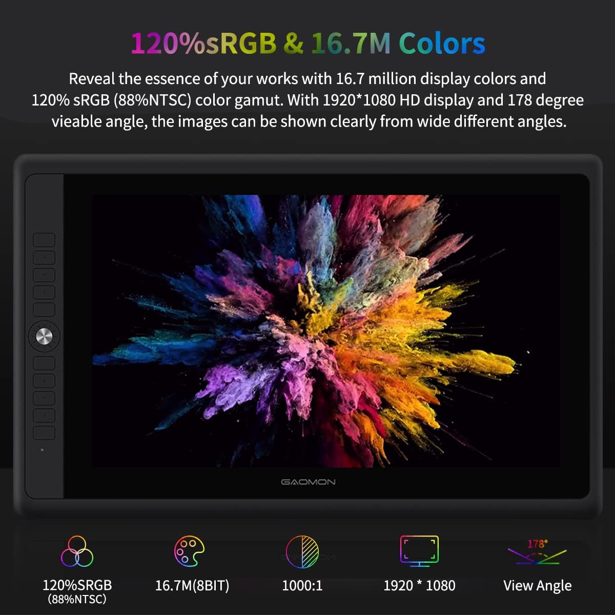 Amazon.com: GAOMON PD156Pro Drawing Tablet with Screen, Dial+