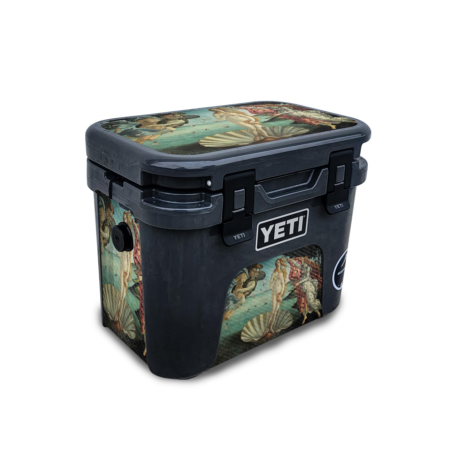 Carbon Fiber Skin Compatible with Yeti Roadie 15 Hard Cooler - Birth of Venus - Premium 3M Vinyl Protective Wrap Decal Cover - Easy to Apply | Crafted in The USA by MightySkins