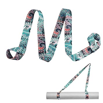 Proberos® 5.5ft Yoga Mat Carrying Strap With Fashionable Green Mandala Print, Durable Nylon Design, Lightweight, Adjustable Mat Holder Carrier Sling, Ideal For Studio, Gym & Outdoor Use - image, photos
