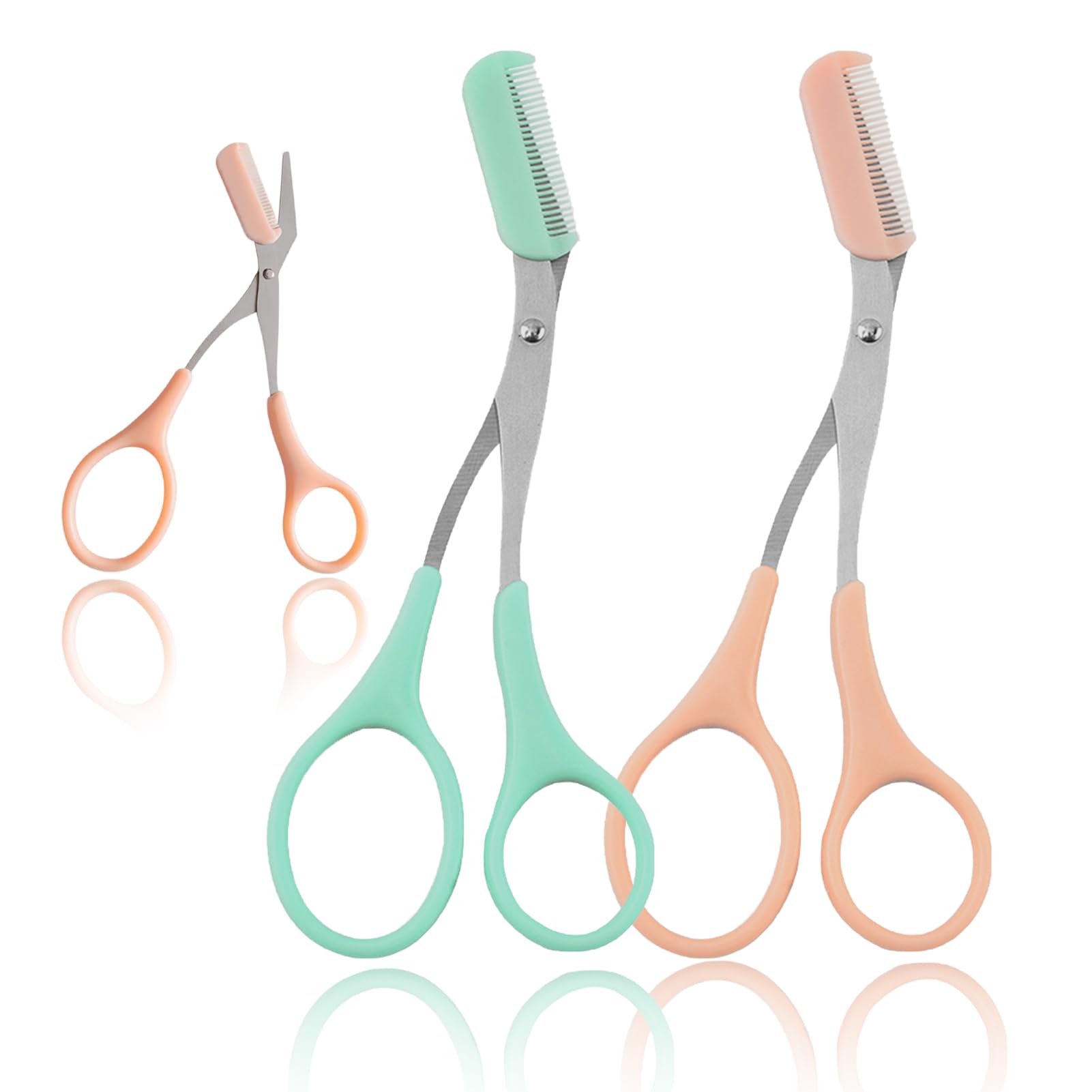 2Pcs Eyebrow Trimmer Scissors, Men Women Eyebrow Clippers, Comb Head Detachable, Safe Eyebrow Trimming Tool, Beard Trimmer, Easy to Operate for