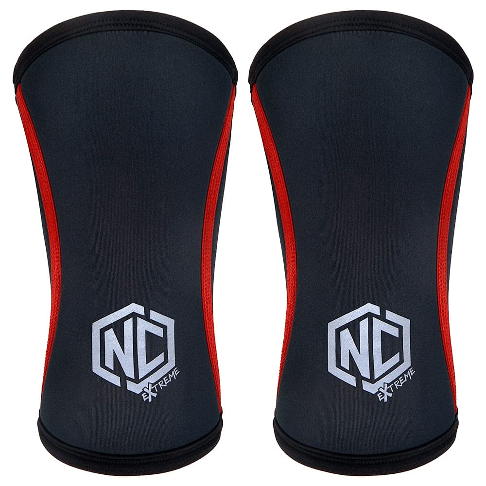 Joelheira Alta Performance - 7mm - Preto c/ Vermelho (Par) GG