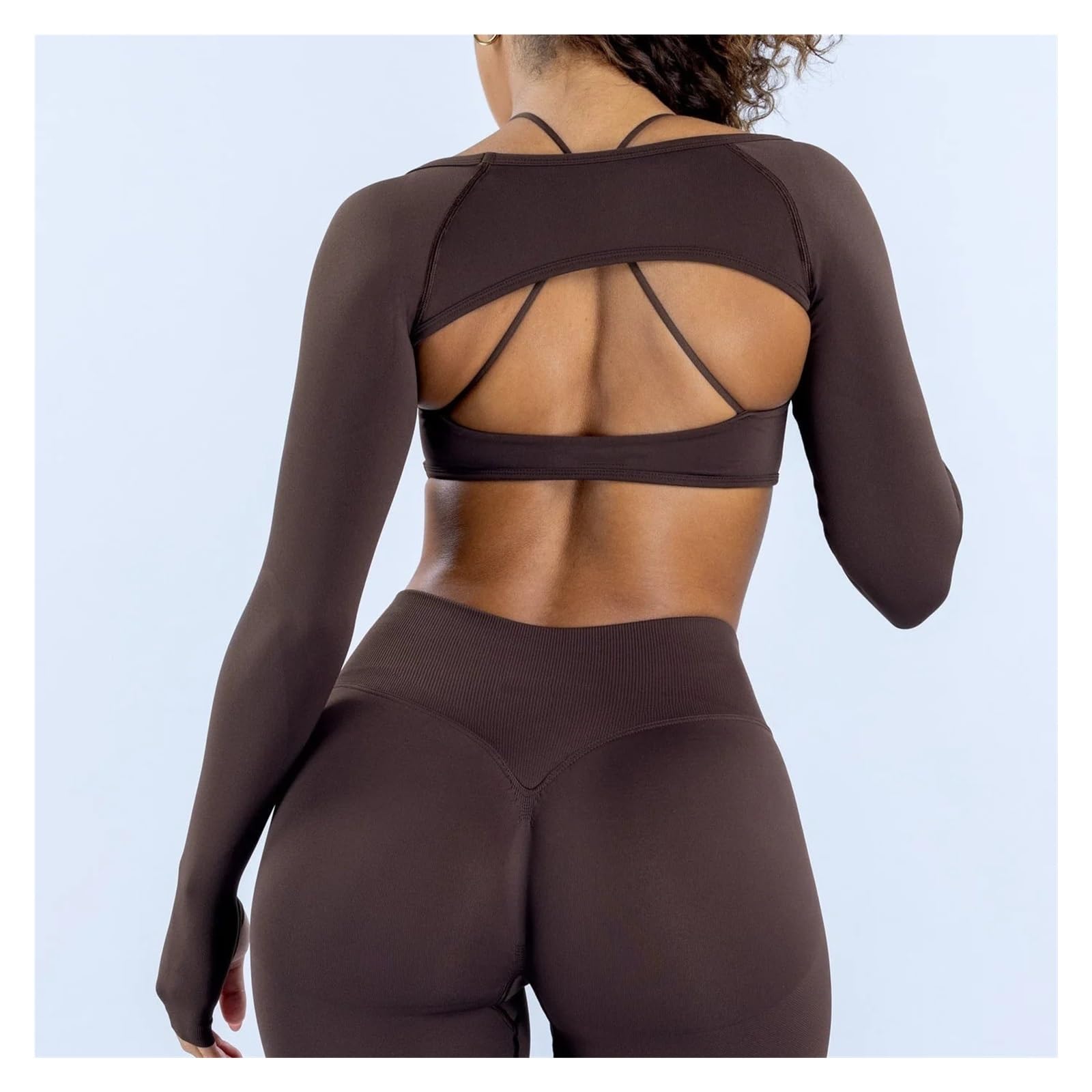 Top Yoga a Maniche Lunghe Donna Coprispalle a Maniche Lunghe | Camicia da yoga da donna con fori for i pollici Scialle sportivo da allenamento for fitness traspirante