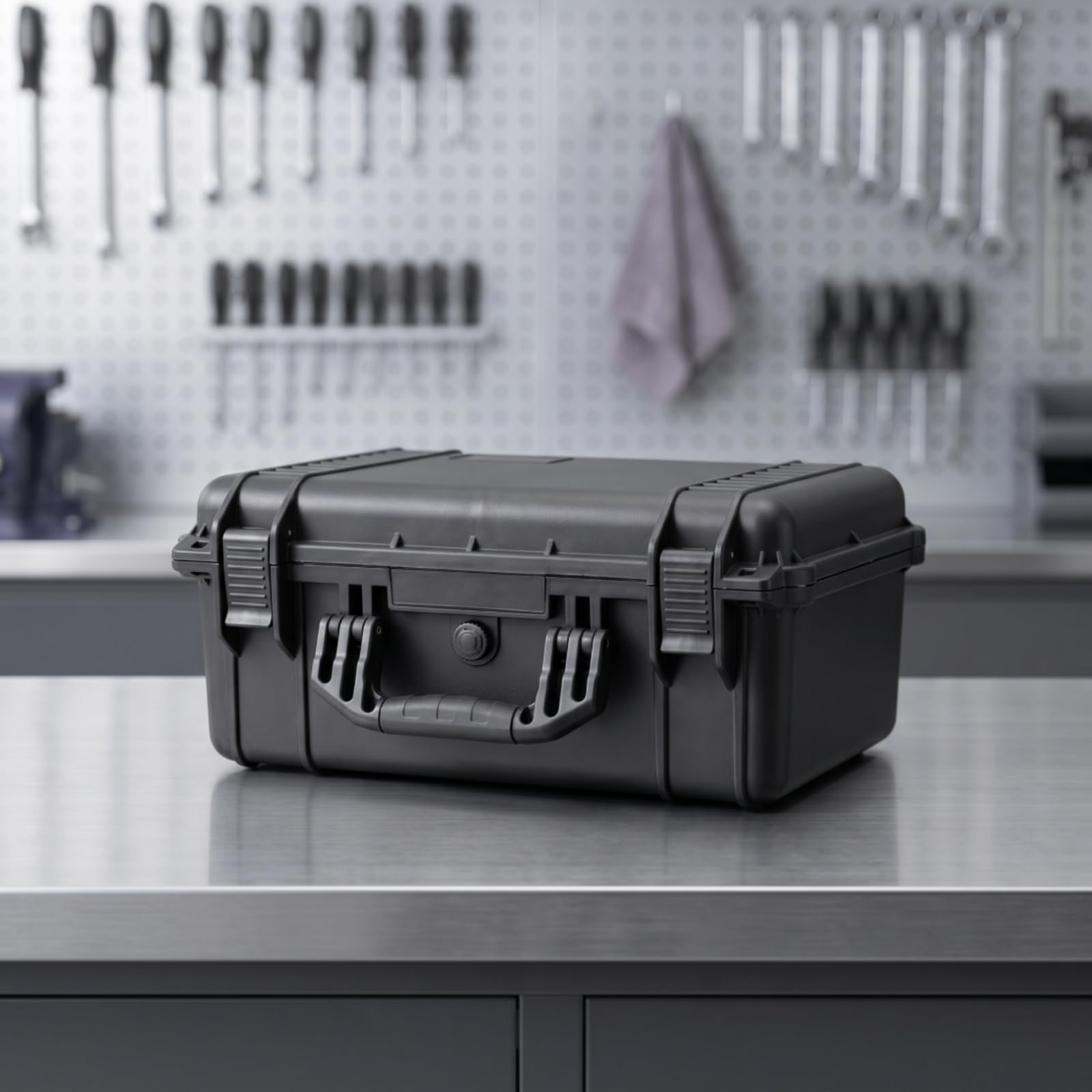 Estuche de Almacenamiento Portátil Caja Maletín Contenedor Organizador con Estructura Rectangular Reforzada Cierre, Modelo 502B - 420x320x208mm Exterior, 380x270x188mm Interior