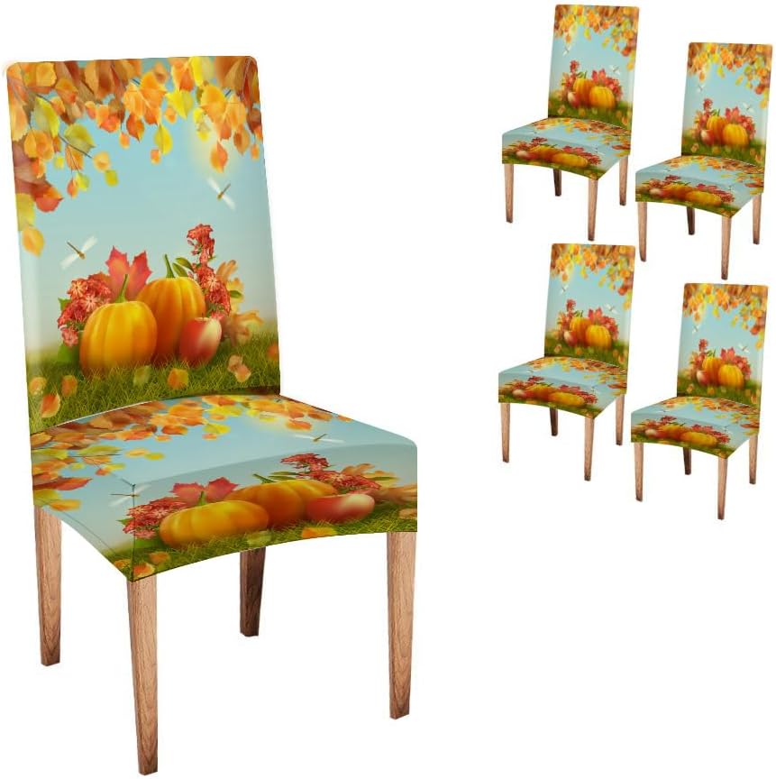 CAPSCEOLL Christmas Dining Chair Covers Set of 4,Gingerbread House with Candy Cane Stretch Office Chair Covers Washable Removable for Dining Room,Living Room,Hotel,Banquet,Party