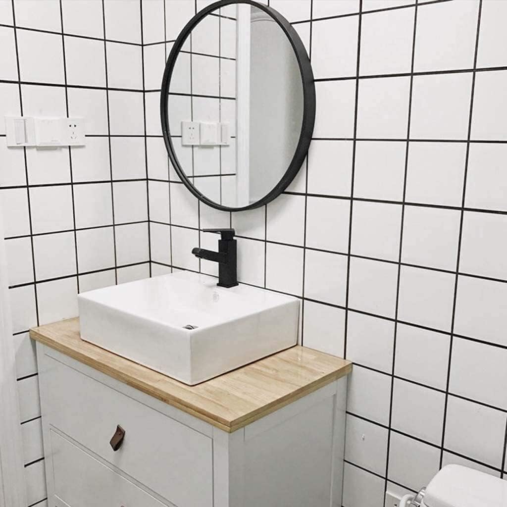 mirror Hanging wall mirror with metal frame - Modern bedroom shaving mirror for family bathroom black wall mirror Wall mirror (Size : 50x50cm) (50x50cm) image 4