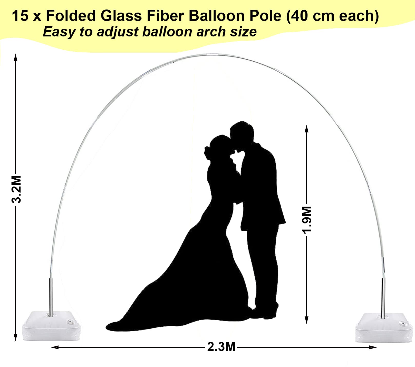 CZCPARY Arco Palloncini Struttura, Kit Arco Semicircolare, Struttura per Palloncini con Base, 2,7m Arco Palloncini per Matrimoni/Compleanni, adatto per feste, Natale