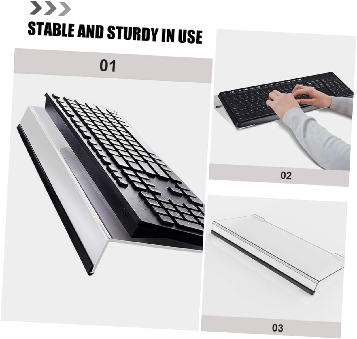VILLCASE 2pcs Ergonomic Keyboard Holder -Skid Tilted Stand for Desktop Transparent for Comfortable Typing and Enhanced Workspace Organization