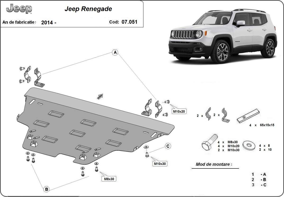 Protezione sottomotore in metallo compatibile con Jeep Renegade - (2014-2025)