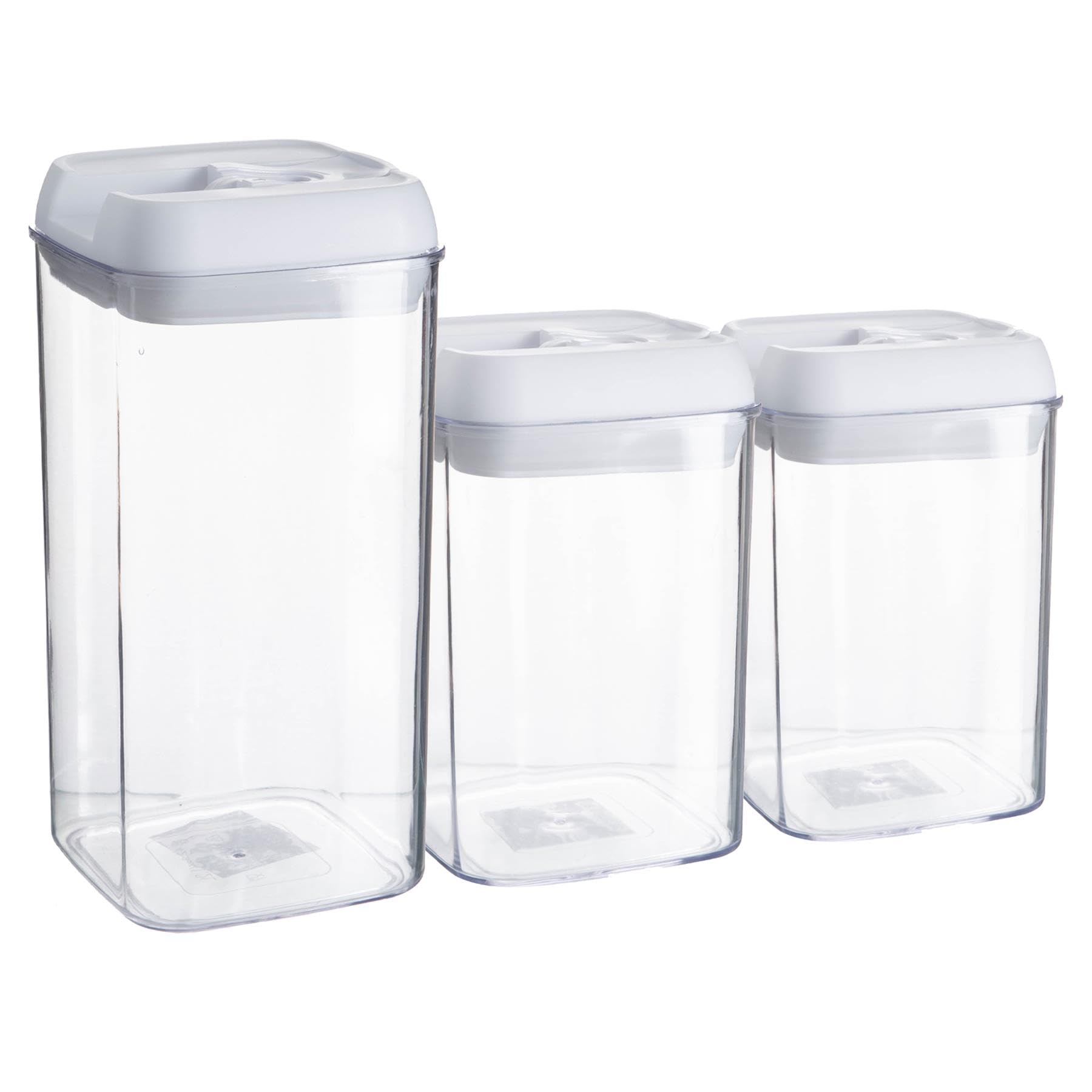 Argon Tableware White Argon Table Food Storage Containers With Airtight Flip Lock Lids - 3-Piece - Plastic Storage Tubs Tupperware Pantry Food Organiser For Cereal, Oats, Sugar, Coffee, Biscuits, Tea