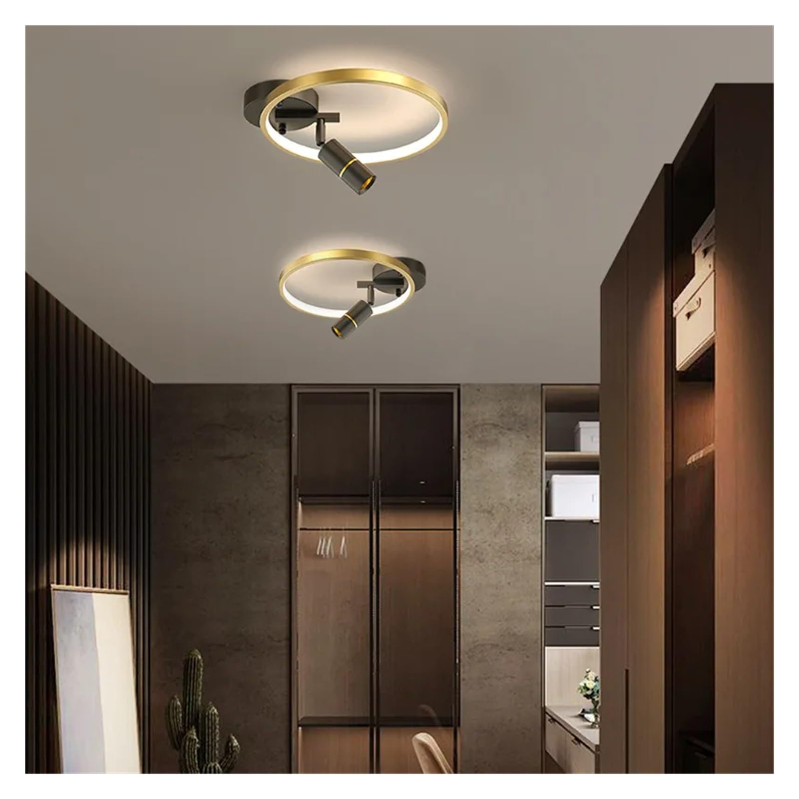 Nowoczesna lampa sufitowa LED do sypialni, jadalni, salonu, lampa wisząca do korytarza, restauracji, oświetlenie do gabinetu, domu dekoracyjnego, 50 cm, złota