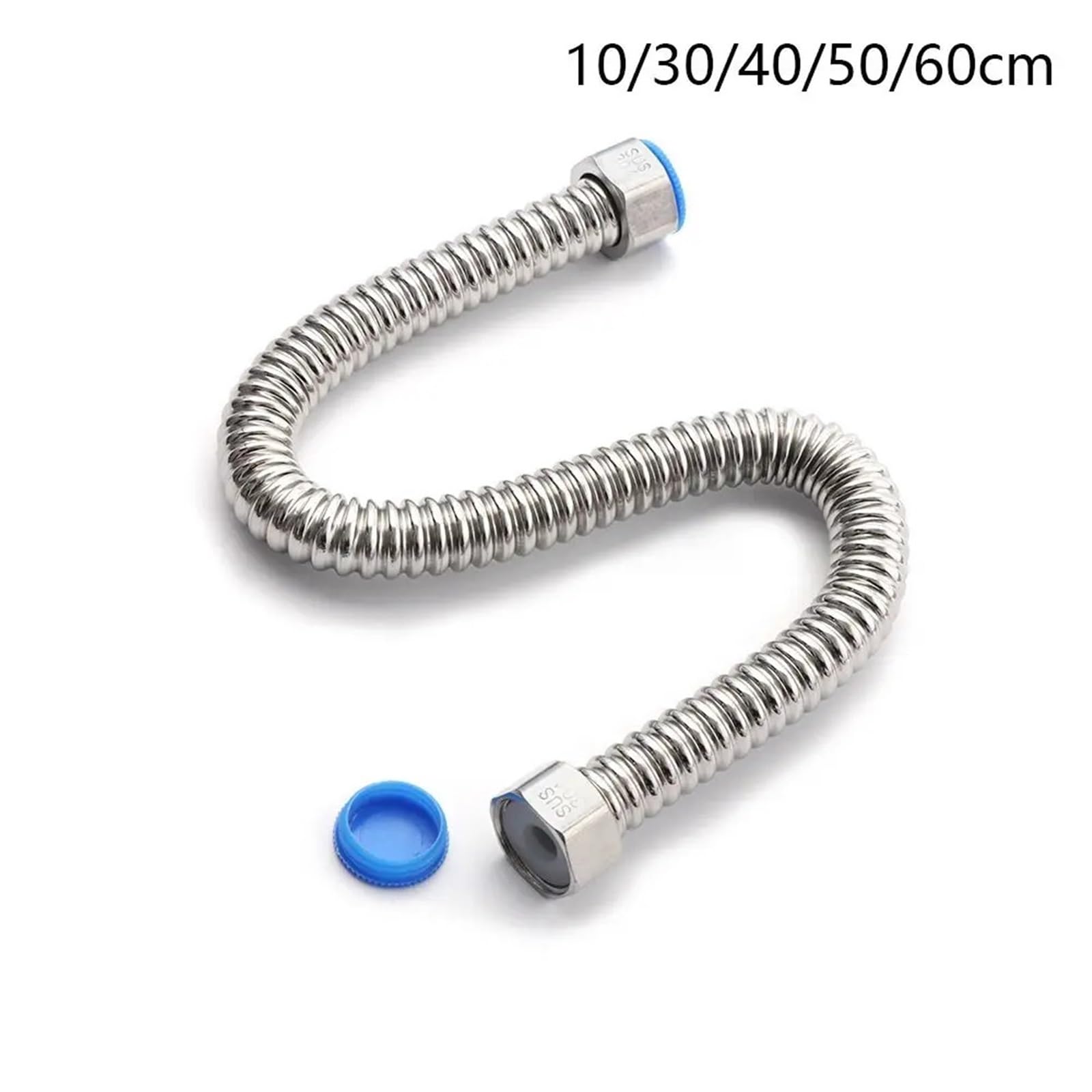 Manguera de ducha flexible de acero inoxidable, 2 unidades, tubo corrugado de metal corrugado de 50 cm, conector de fontanería extensible para calentador de agua, accesorios de ducha para el hogar