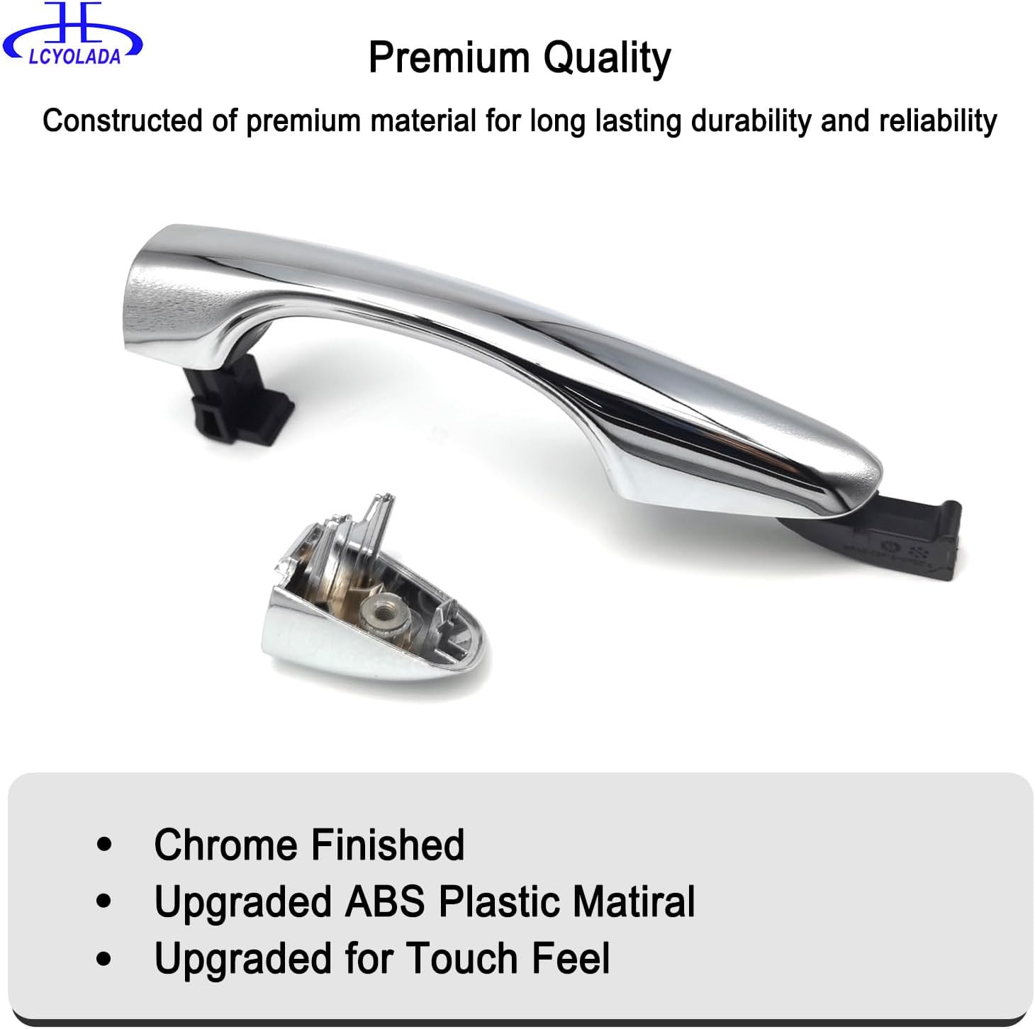 Set of 4 Chrome Exterior Door Handles w/Cover for Kia Sorento 2016-2020, Replaces 82651C5010 82651-C5010 83652-C5010 - wo/Smart Key Entry