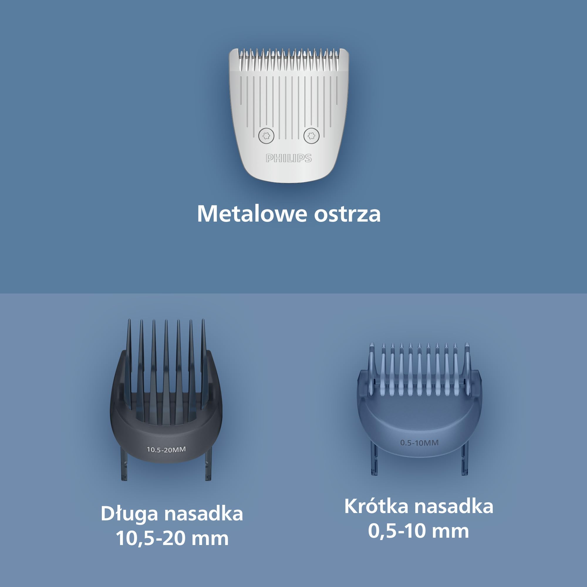 Trymer do brody Philips z serii 3000 – samoostrzące się metalowe ostrza, 40 ustawień, nasadka Lift&Trim, 100% wodoodporności, wskaźnik naładowania baterii, zasilanie przez USB, model BT3660/15