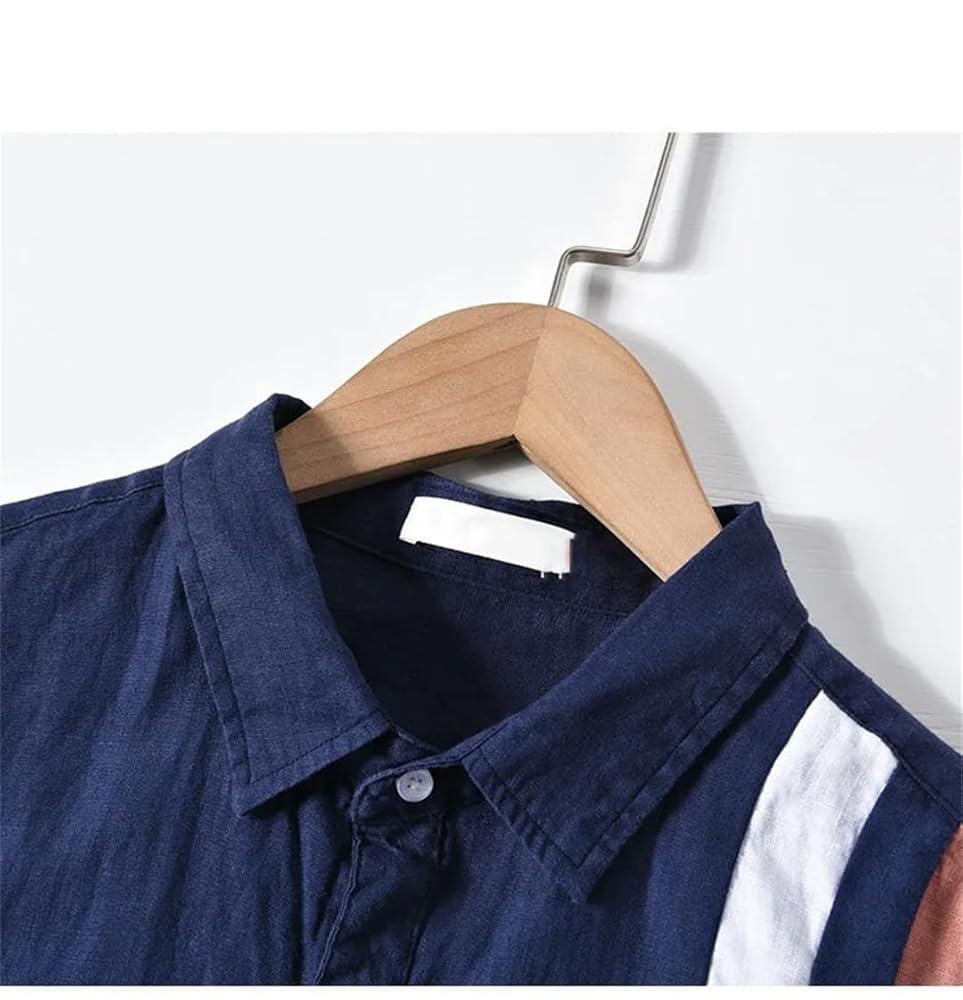 Amazon.com: Men's Patchwork Linen Dress Shirt Long Sleeve