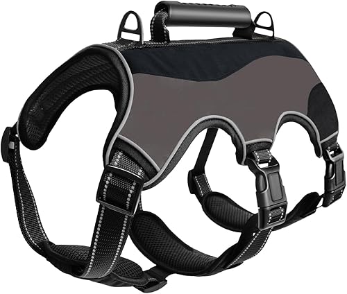 Arnés para perro a prueba de escapes, chaleco reflectante ajustable sin tirones con asa de elevación y clip para correa, arnés de cuerpo completo